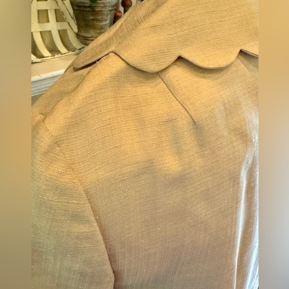 Vintage Gold Linen Silk Blend Suit Scalloped Bow Small Rich’s Department Store - Picture 7 of 10